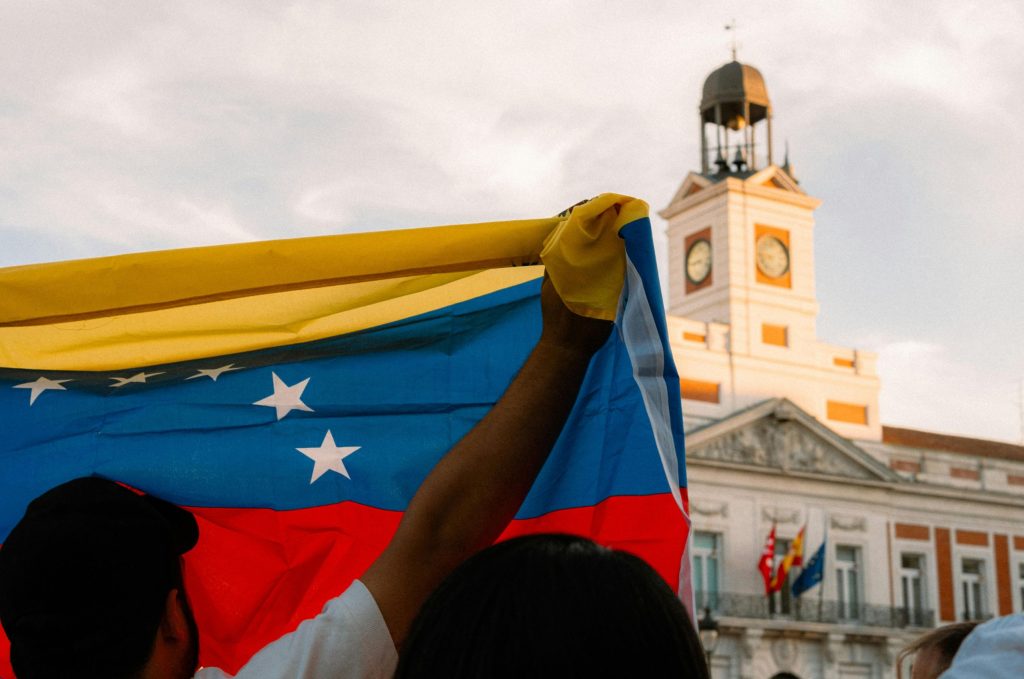Venezuela Flag in front of Building
